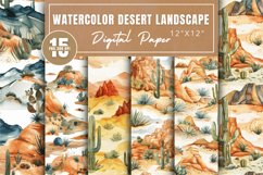 Watercolor Desert Landscape Digital Paper Bundle Product Image 1