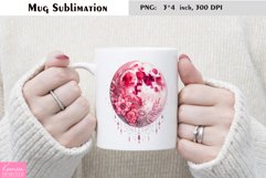 Watercolor Floral Moon Mug Sublimation|Flower Mug Design Product Image 1