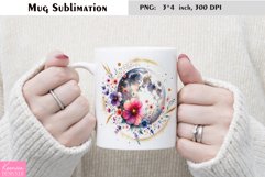 Watercolor Floral Moon Mug Sublimation|Flower Mug Design Product Image 1