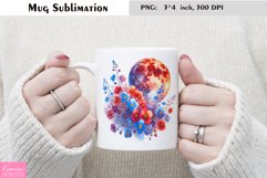 Watercolor Floral Moon Mug Sublimation|Flower Mug Design Product Image 1