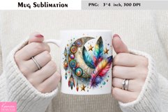 Watercolor Floral Moon Mug Sublimation|Flower Mug Design Product Image 1