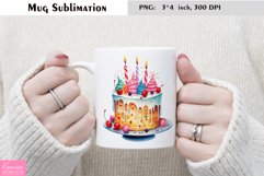 Watercolor Cake Mug Sublimation|Birthday Mug Design Product Image 1