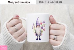 Watercolor Gnome Mug Sublimation|Floral Mug Design Product Image 1