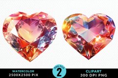 Watercolor Diamond Heart Collection Clipart Product Image 1