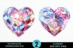 Watercolor Diamond Heart Collection Clipart Product Image 1