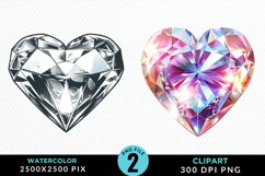 Watercolor Diamond Heart Collection Clipart Product Image 1