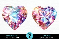 Watercolor Diamond Heart Collection Clipart Product Image 1