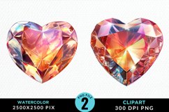 Watercolor Diamond Heart Collection Clipart Product Image 1