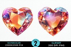 Watercolor Diamond Heart Collection Clipart Product Image 1