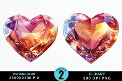 Watercolor Diamond Heart Collection Clipart Product Image 1