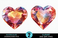 Watercolor Diamond Heart Collection Clipart Product Image 1