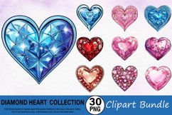 Watercolor Diamond Heart Collection Clipart Bundle Product Image 1