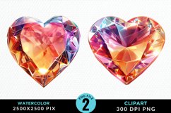 Watercolor Diamond Heart Clipart Bundle Product Image 3