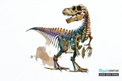 Watercolor Dinosaur Skeleton PNG Clipart Product Image 1