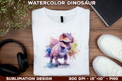 Watercolor Dinosaur T-Shirt Design. Dinosaur Sublimation PNG Product Image 1