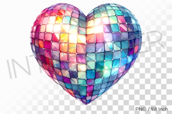 Adorable heart shaped rainbow disco ball PNG mirror Clipart Product Image 1