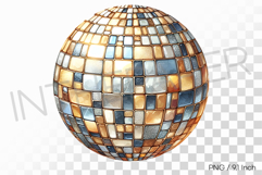 Glossy metallic glass pearl golden disco ball PNG mirror art Product Image 1