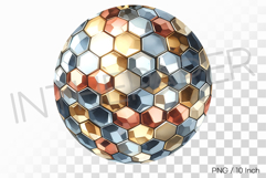 Three dimensional honeycomb bronze gold disco ball PNG art Product Image 1