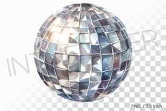 Glossy metallic glass shiny silver disco ball PNG mirror art Product Image 1