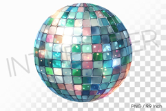 Vibrant emerald green and ocean blue disco ball PNG mirror Product Image 1