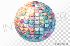 Pastel rainbow disco ball with heart shaped tiles PNG mirror Product Image 1
