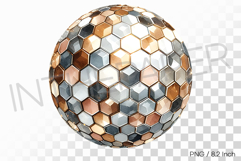 Glossy metallic glass honeycomb gold disco ball PNG mirror Product Image 1