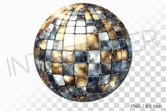 Glossy metallic glass pearl silver gold disco ball PNG Product Image 1