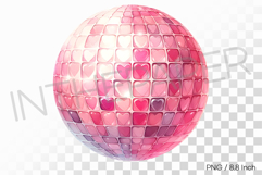 Romantic pink disco ball with heart shaped tiles PNG mirror Product Image 1