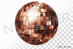 Glossy metallic glass bronze tone disco ball PNG mirror art Product Image 1