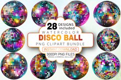 Watercolor Disco Ball Clipart Bundle Product Image 1