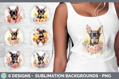 Bundle of six Wild Flowers Doberman Pinschers Grunge Background designs.