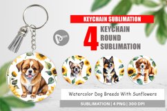 Keychain Dog With Sunflowers Product Image 1