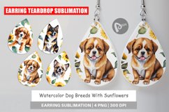 Earring Teardrop Dog With Sunflowers Product Image 1