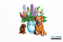 Watercolor Dog Floral PNG Clipart Product Image 1