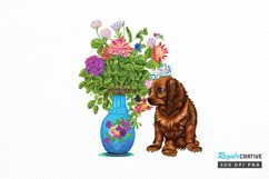Watercolor Dog Floral PNG Clipart Product Image 1