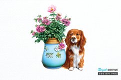 Watercolor Dog Floral PNG Clipart Product Image 1