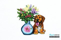 Watercolor Dog Floral PNG Clipart Product Image 1