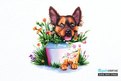 Watercolor Dog Floral PNG Clipart Product Image 1