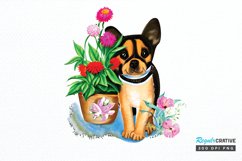 Watercolor Dog Floral PNG Clipart Product Image 1