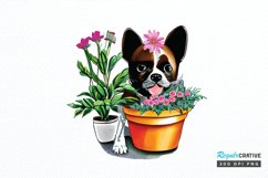 Watercolor Dog Floral PNG Clipart Product Image 1