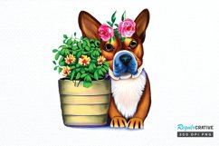 Watercolor Dog Floral PNG Clipart Product Image 1
