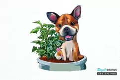 Watercolor Dog Floral PNG Clipart Product Image 1