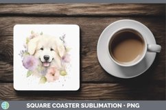 GorgeousWatercolor Dog Square Coaster design.