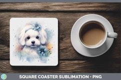 GorgeousWatercolor Dog Square Coaster design.