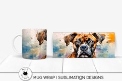 watercolor dog mug design with boxer