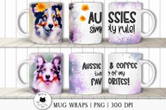 watercolor australian shepherd mug wraps