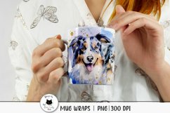 woman holding a mug with australian shepherd wrap