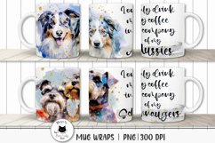 watercolor dog breeds png designs shown on mugs