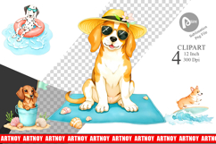 Summer Dog Watercolor Clipart Product Image 1