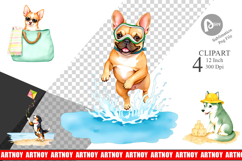 Summer Dog Watercolor Clipart Product Image 1